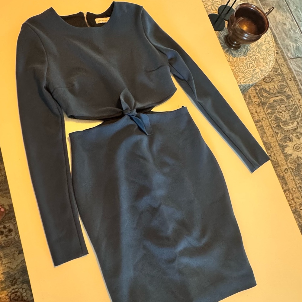 Bec & Bridge  Navy  Blue Dress Long Sleeve Tie front size 8